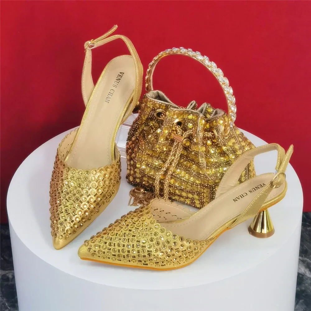 Luxury Wine Red Rhinestone Heels & Bag Set | Crystal Slingback Pumps, Womens Wedding Bridal Evening Prom Party Match Shoes Purse