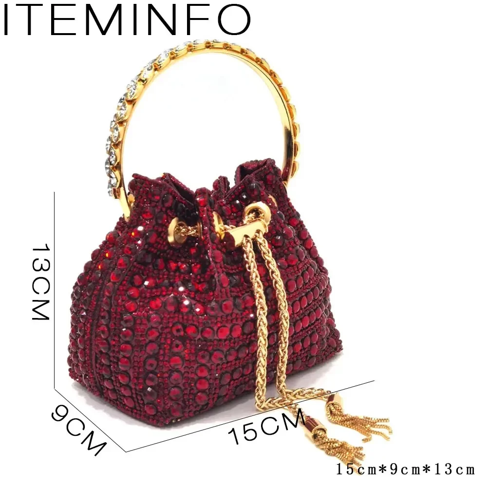 Luxury Wine Red Rhinestone Heels & Bag Set | Crystal Slingback Pumps, Womens Wedding Bridal Evening Prom Party Match Shoes Purse