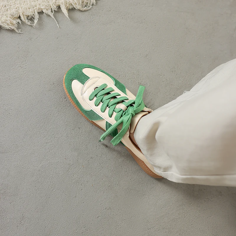 NEW TREND 2026 Fashion Spring Autumn Cow Suede Women Sneakers Splicing Ladies Cross Strap Platform Green Red Brown Casual Shoes
