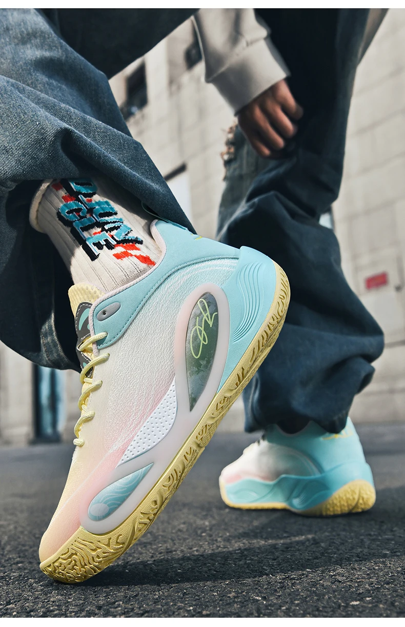 Men's Basketball Shoes Breathable Cushioning Non-Slip Wearable Runing Shoes Gym Training Athletic Basketball Sneakers for Women