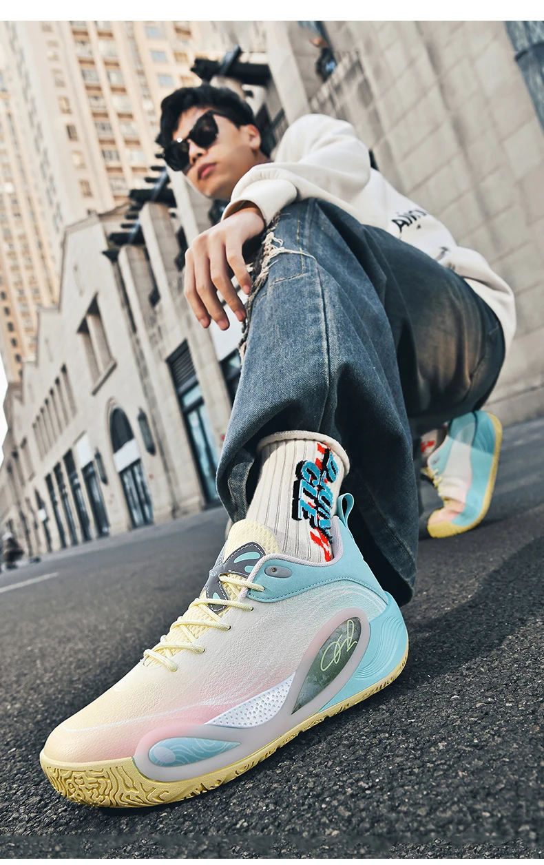 Men's Basketball Shoes Breathable Cushioning Non-Slip Wearable Runing Shoes Gym Training Athletic Basketball Sneakers for Women