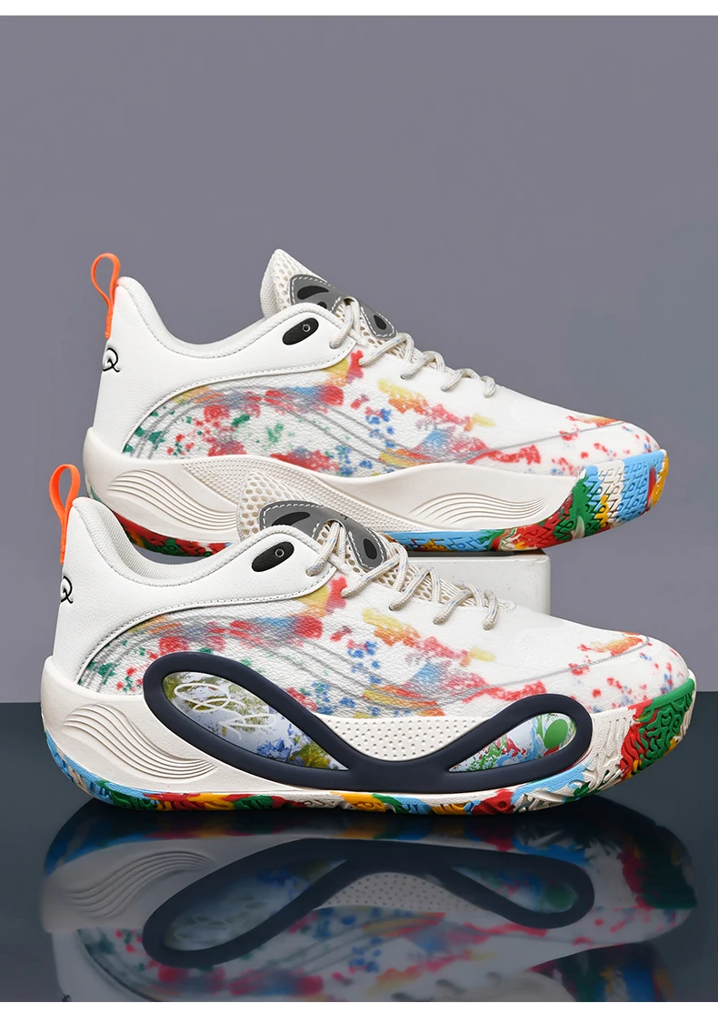 Men's Basketball Shoes Breathable Cushioning Non-Slip Wearable Runing Shoes Gym Training Athletic Basketball Sneakers for Women