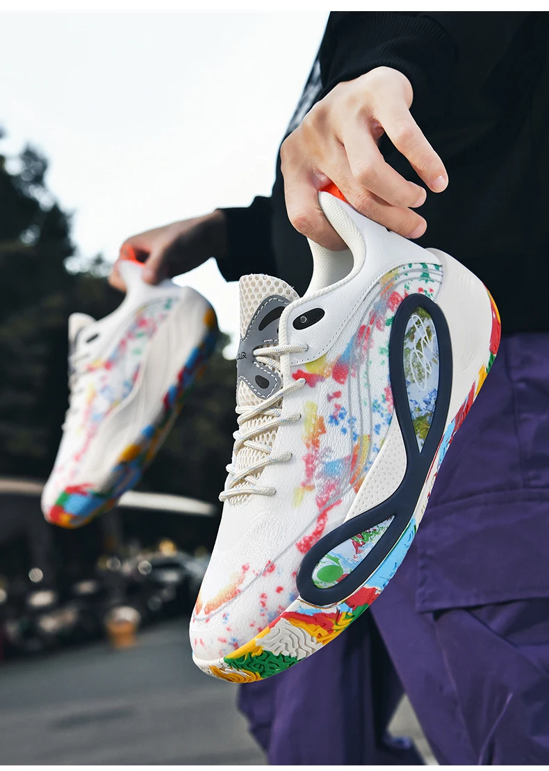 Men's Basketball Shoes Breathable Cushioning Non-Slip Wearable Runing Shoes Gym Training Athletic Basketball Sneakers for Women