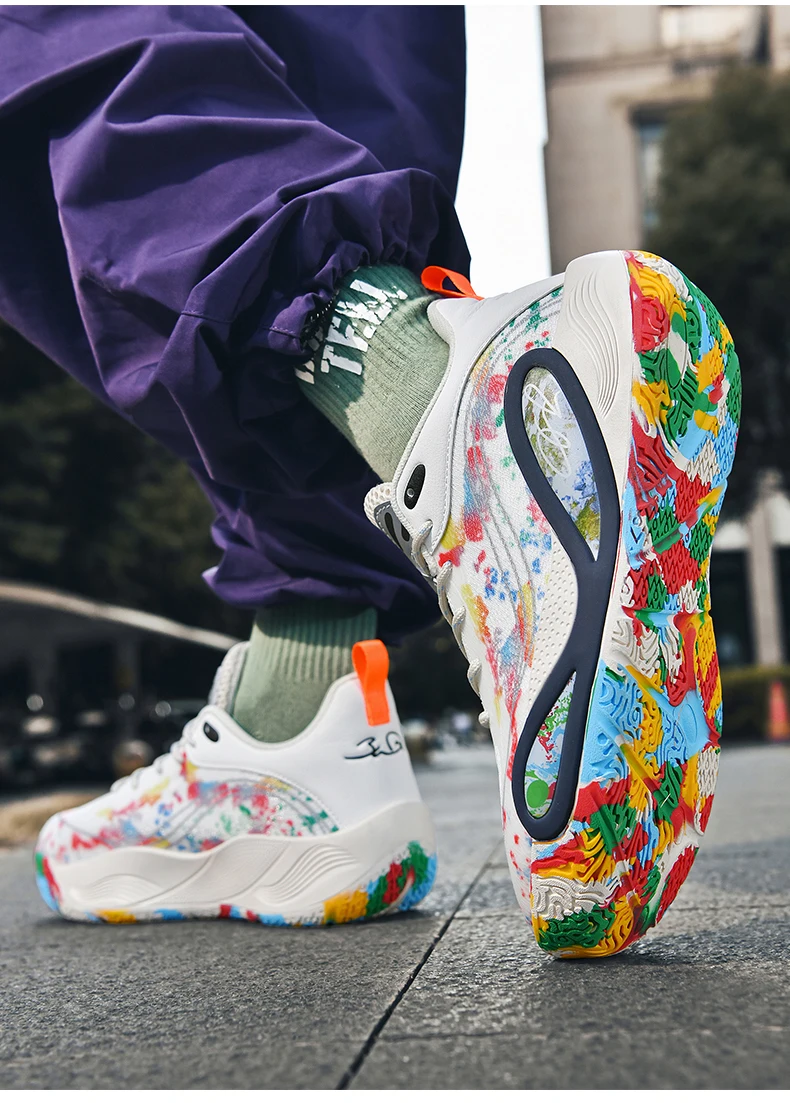 Men's Basketball Shoes Breathable Cushioning Non-Slip Wearable Runing Shoes Gym Training Athletic Basketball Sneakers for Women