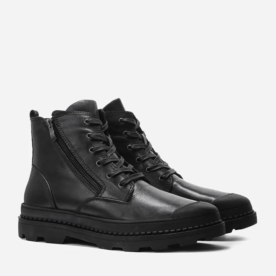 Natural Cow Leather Men Winter Boots Handmade Retro Men Boots Genuine Leather Men Winter Shoes #9550