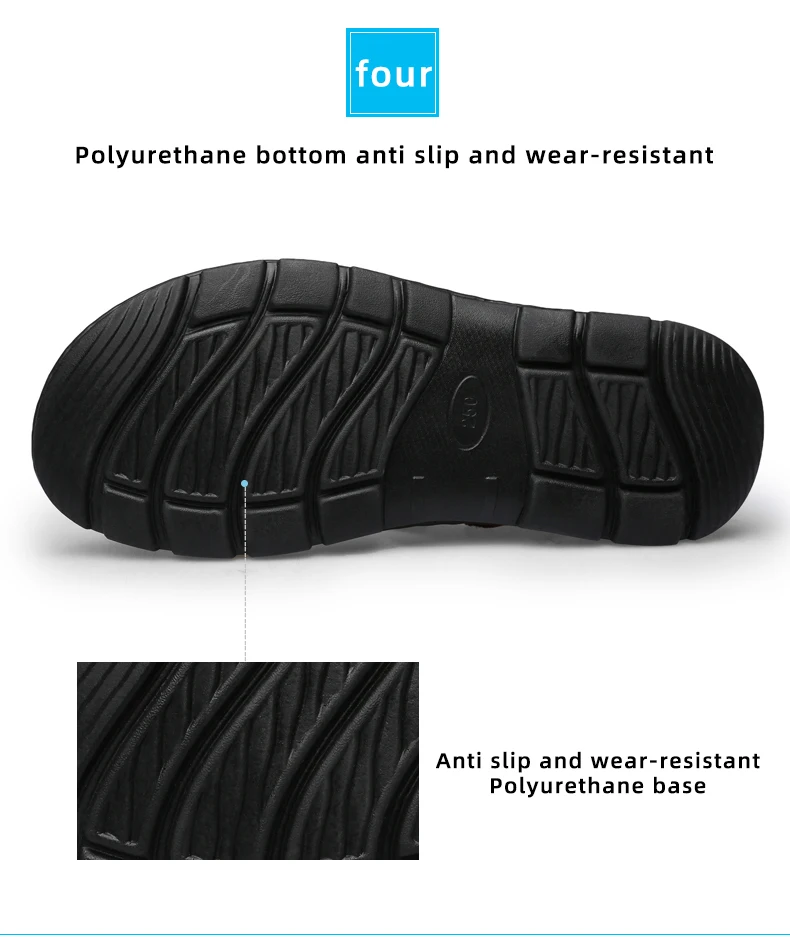 LAORENTOU genuine leather sandals for men's outdoor leisure, flip flops with soft soles and anti slip external wearing sandals