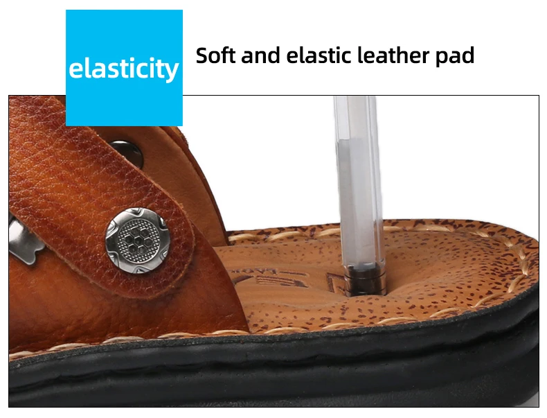 LAORENTOU genuine leather sandals for men's outdoor leisure, flip flops with soft soles and anti slip external wearing sandals