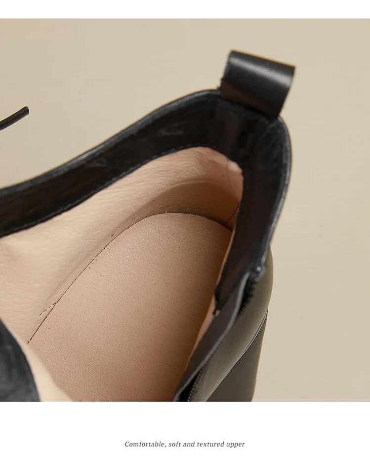 NEW Spring Shoes Women Round Toe Chunky Heel Boots Split Leather Shoes for Women High Heel Platform Boots Elegent Ladies Shoes