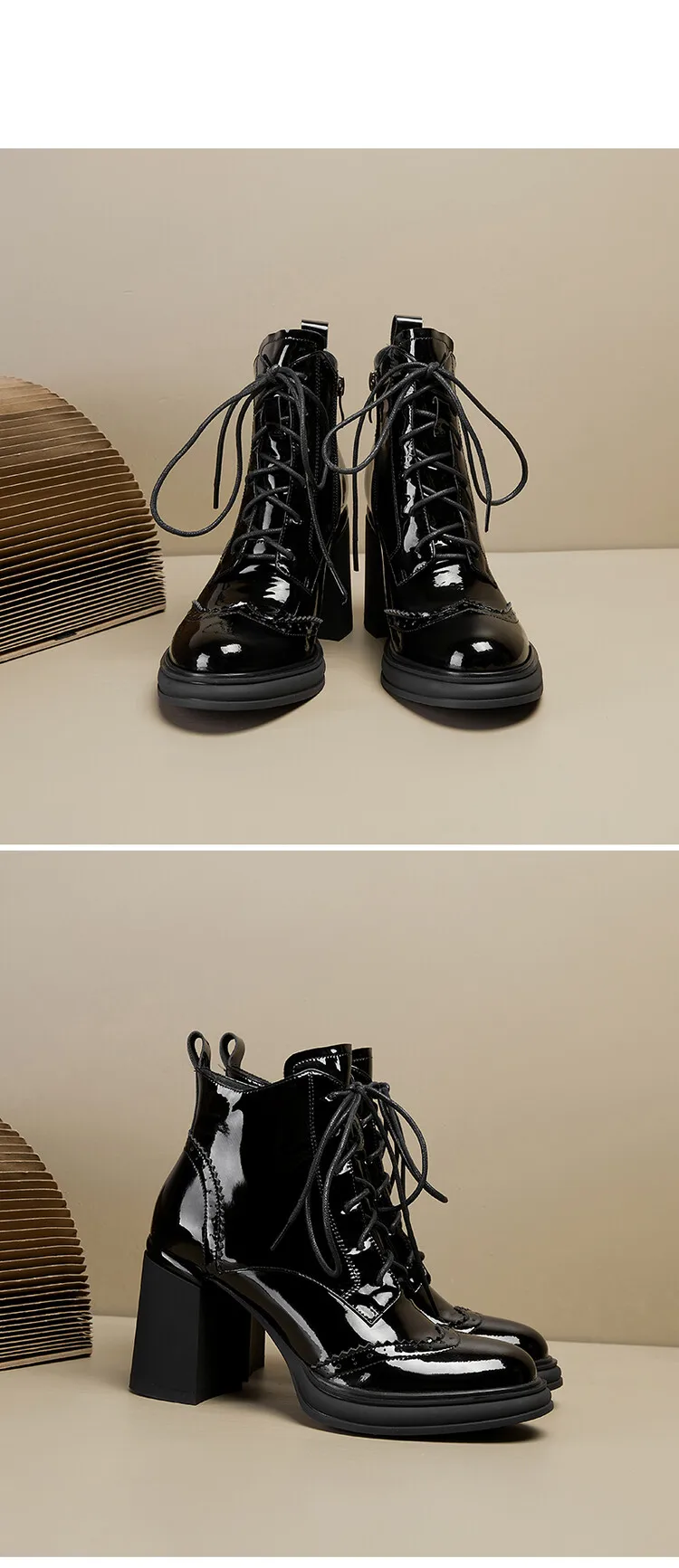 NEW Spring Shoes Women Round Toe Chunky Heel Boots Split Leather Shoes for Women High Heel Platform Boots Elegent Ladies Shoes