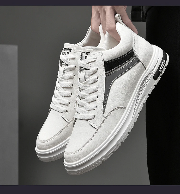 Elevator Shoes Men Heightening Shoes Genuine Leather Height Increase 6-8-10cm Lifting Man Height Increasing Mens Casual Sneakers