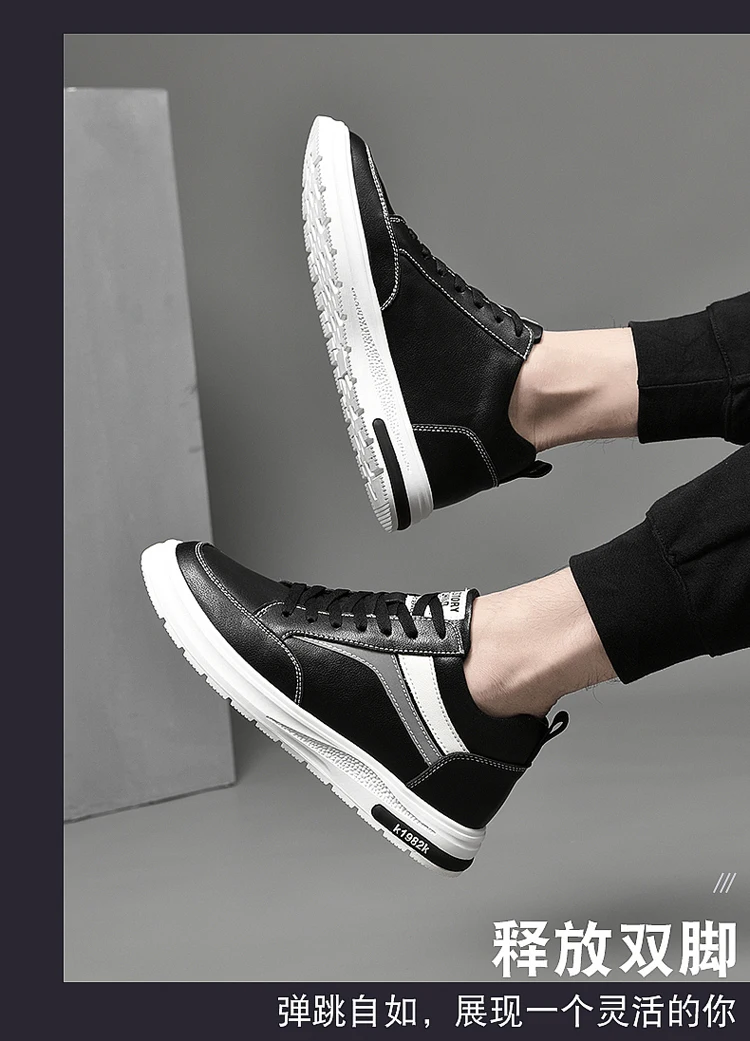 Elevator Shoes Men Heightening Shoes Genuine Leather Height Increase 6-8-10cm Lifting Man Height Increasing Mens Casual Sneakers