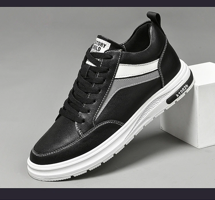Elevator Shoes Men Heightening Shoes Genuine Leather Height Increase 6-8-10cm Lifting Man Height Increasing Mens Casual Sneakers