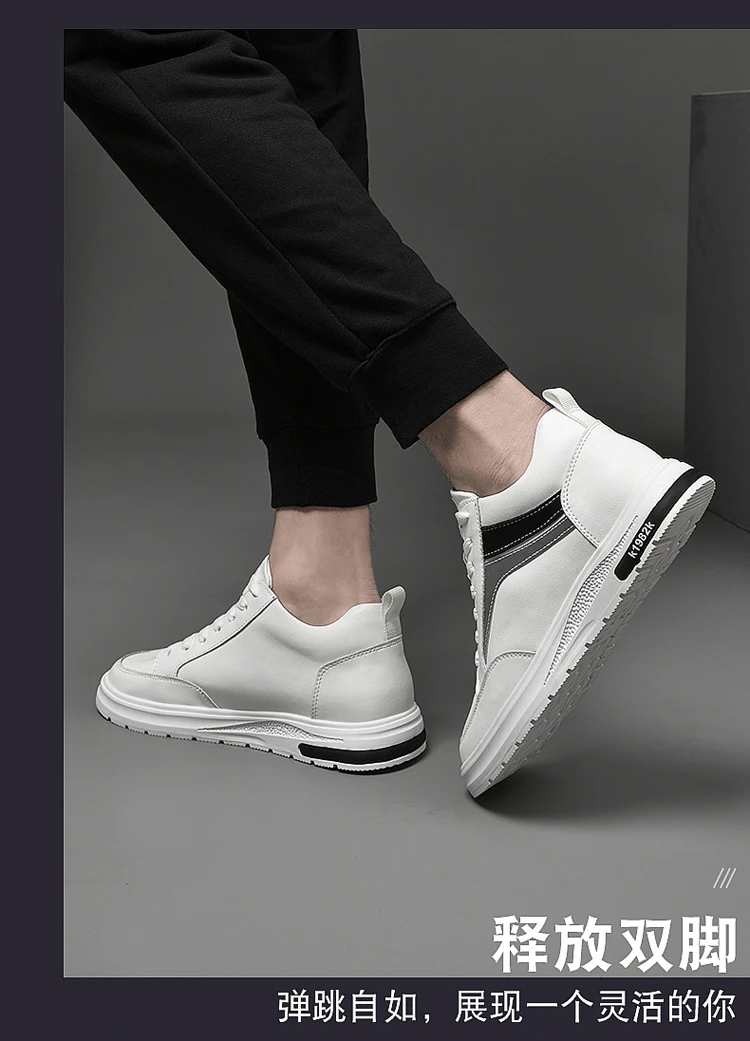 Elevator Shoes Men Heightening Shoes Genuine Leather Height Increase 6-8-10cm Lifting Man Height Increasing Mens Casual Sneakers