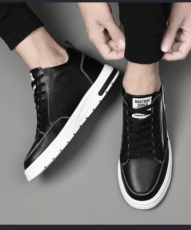 Elevator Shoes Men Heightening Shoes Genuine Leather Height Increase 6-8-10cm Lifting Man Height Increasing Mens Casual Sneakers