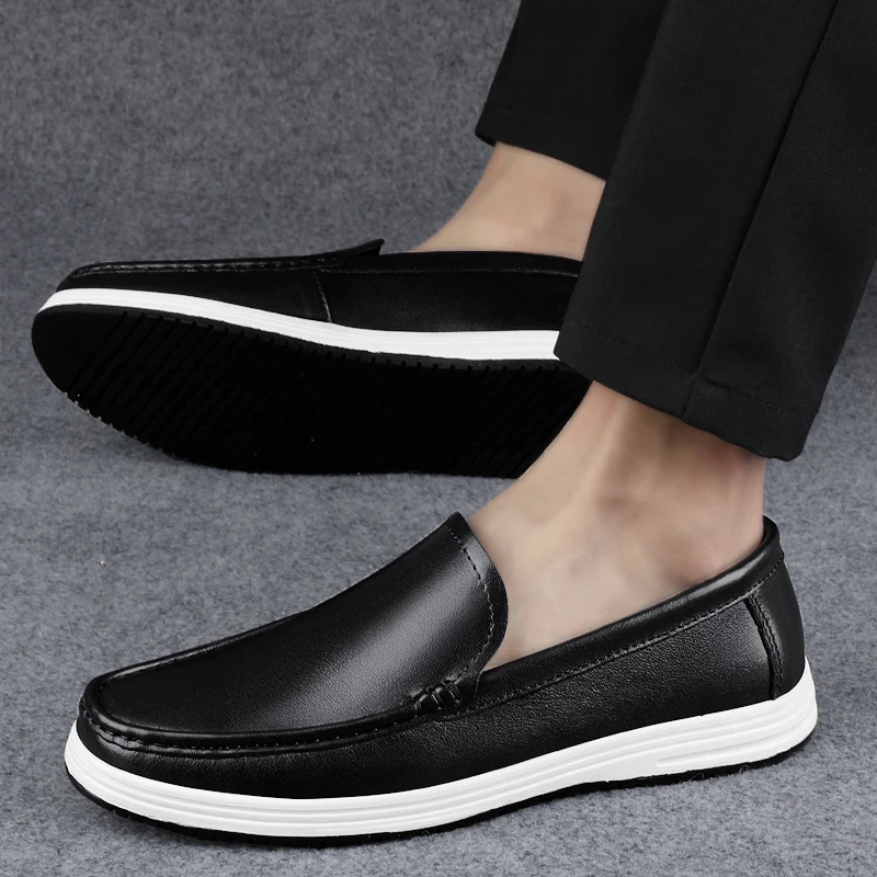 High Quality Genuine Leather Shoes Massage Soles Office Commuting Men's Business Shoes Interview Versatile Men's Driving Shoes