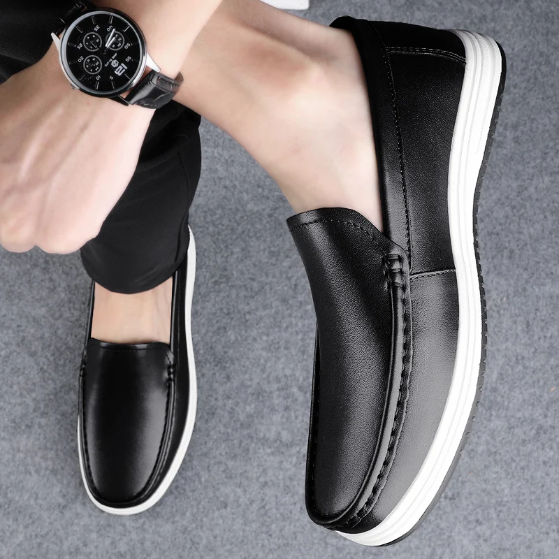 High Quality Genuine Leather Shoes Massage Soles Office Commuting Men's Business Shoes Interview Versatile Men's Driving Shoes