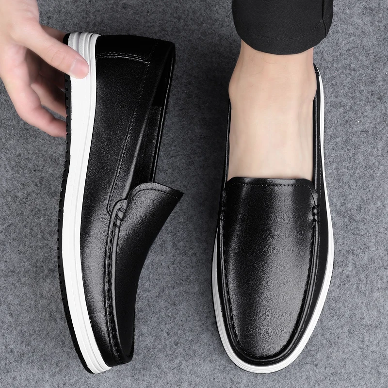 High Quality Genuine Leather Shoes Massage Soles Office Commuting Men's Business Shoes Interview Versatile Men's Driving Shoes