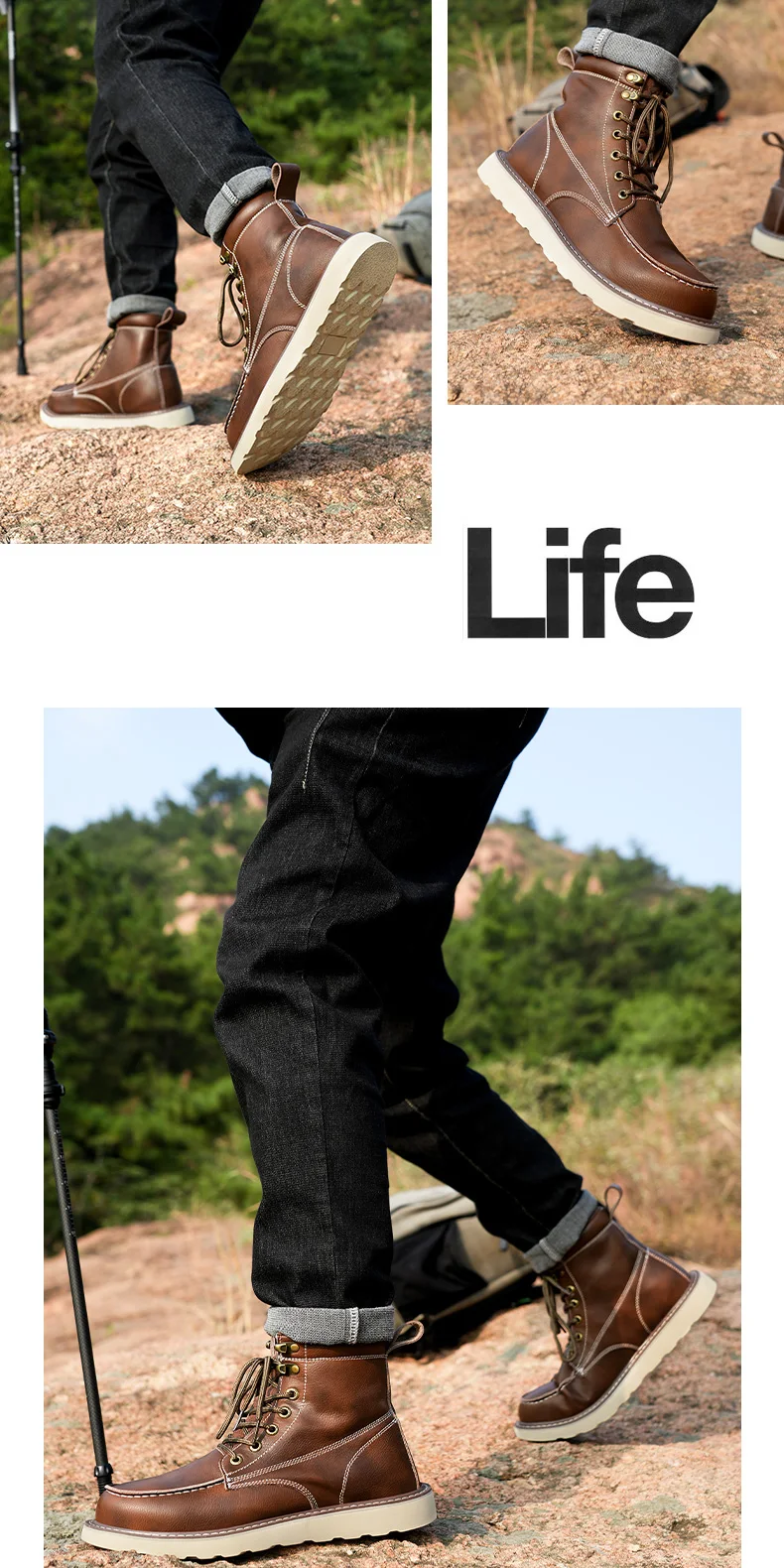 High-Quality Work Boots Safety Shoes Men Waterproof Leather Shoes Ankle Boots Steel Toe Shoes Puncture-Proof Protection Shoes