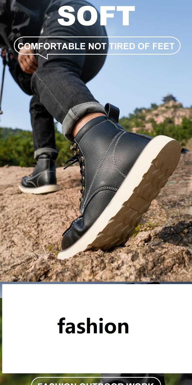 High-Quality Work Boots Safety Shoes Men Waterproof Leather Shoes Ankle Boots Steel Toe Shoes Puncture-Proof Protection Shoes
