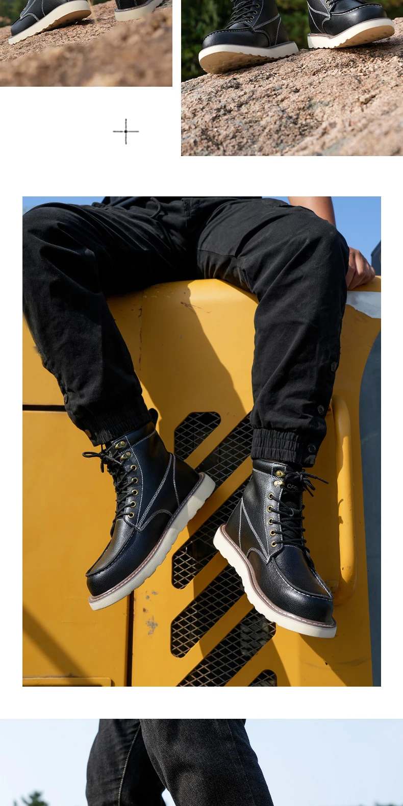 High-Quality Work Boots Safety Shoes Men Waterproof Leather Shoes Ankle Boots Steel Toe Shoes Puncture-Proof Protection Shoes