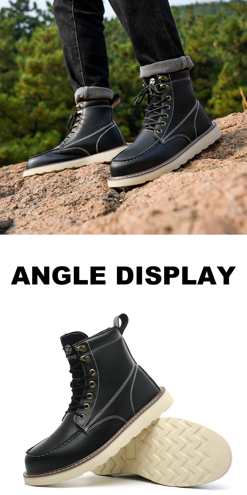 High-Quality Work Boots Safety Shoes Men Waterproof Leather Shoes Ankle Boots Steel Toe Shoes Puncture-Proof Protection Shoes