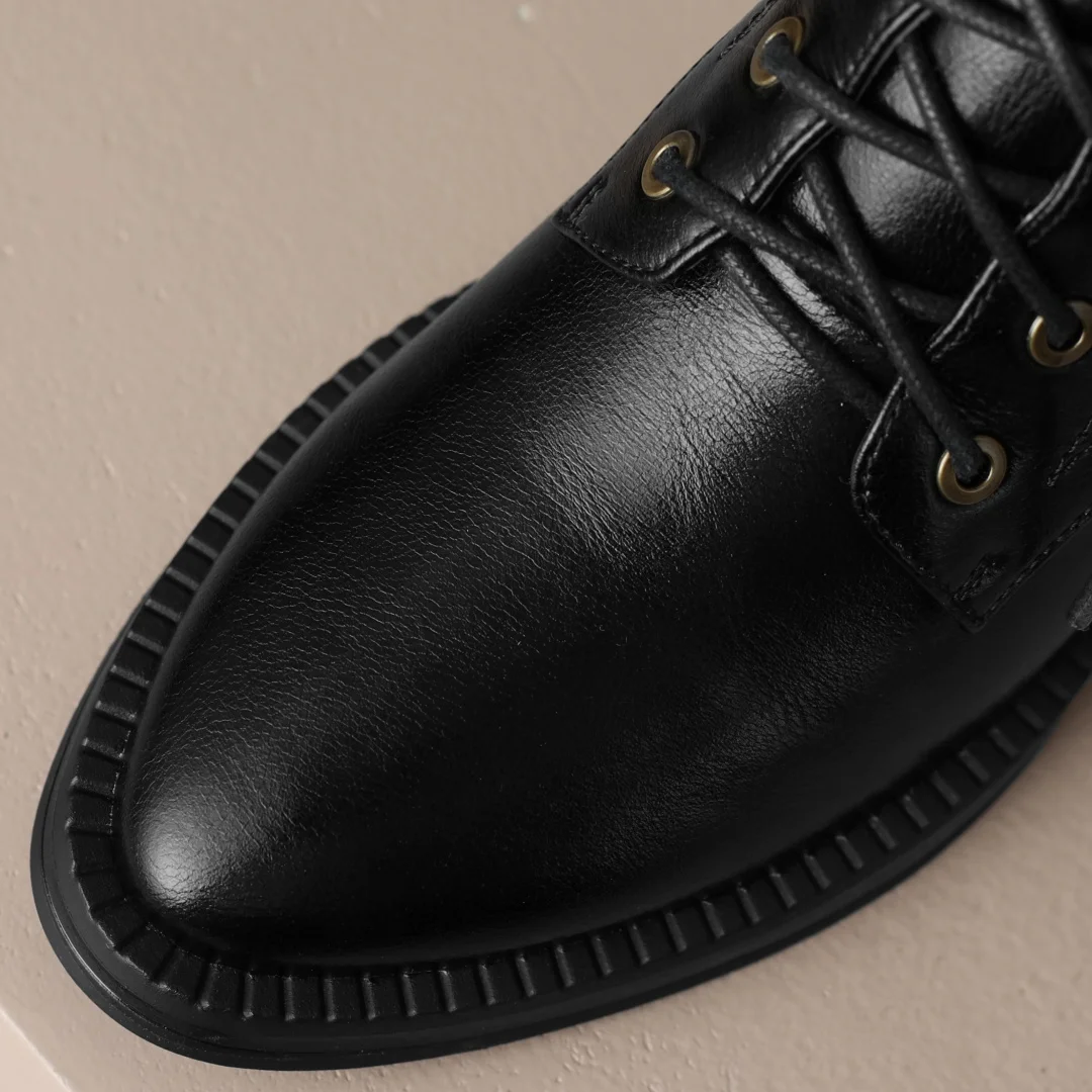 Women's genuine leather lace-up side zip autumn ankle boots casual female punk short motorcycle boots shoes for woman 2025 new