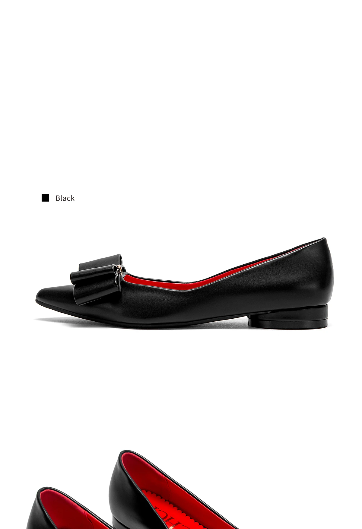CHCH Women's Flat Shoes New Black Pointed Bow Business Shoes Comfortable Commuting Women's Shoes