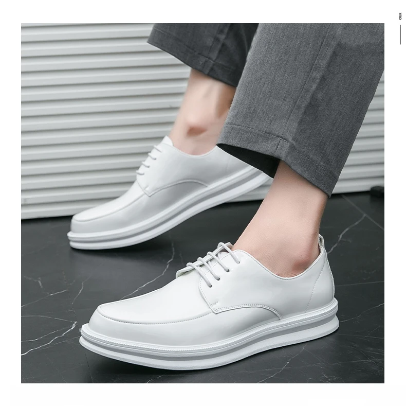 White Classic Office Men Shoes Wedding Men Formal Shoes Luxury Fashion Groom Wedding Shoes Men Oxford Shoes Dress Leather Shoes