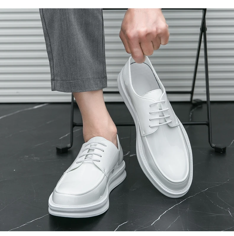 White Classic Office Men Shoes Wedding Men Formal Shoes Luxury Fashion Groom Wedding Shoes Men Oxford Shoes Dress Leather Shoes