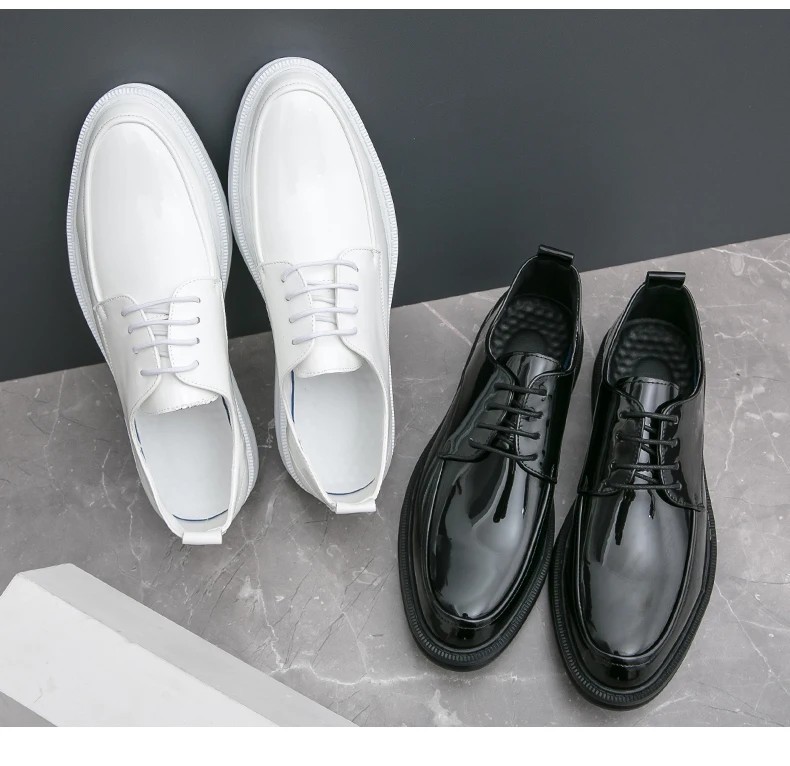 White Classic Office Men Shoes Wedding Men Formal Shoes Luxury Fashion Groom Wedding Shoes Men Oxford Shoes Dress Leather Shoes