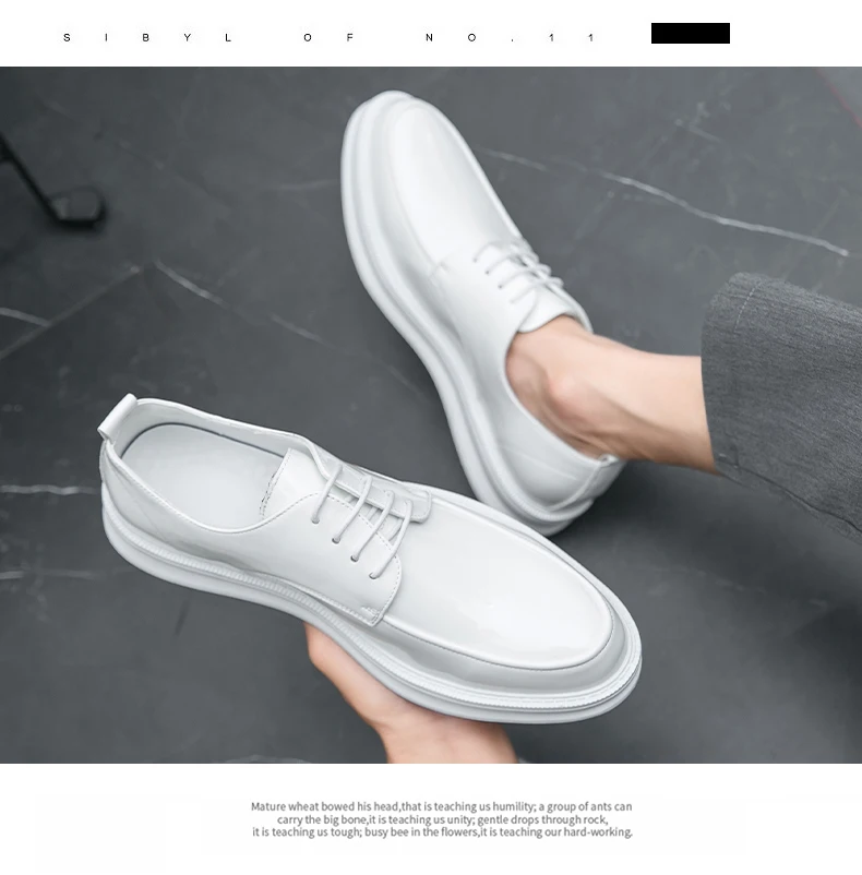 White Classic Office Men Shoes Wedding Men Formal Shoes Luxury Fashion Groom Wedding Shoes Men Oxford Shoes Dress Leather Shoes