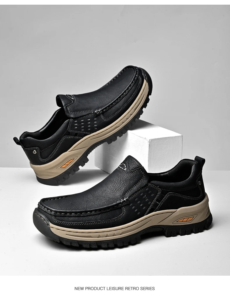 Brand Men Shoes High Quality Genuine Leather Men's Casual Shoes Slip On Comfort Business Man Flats Shoes Outdoor Men Work Shoes