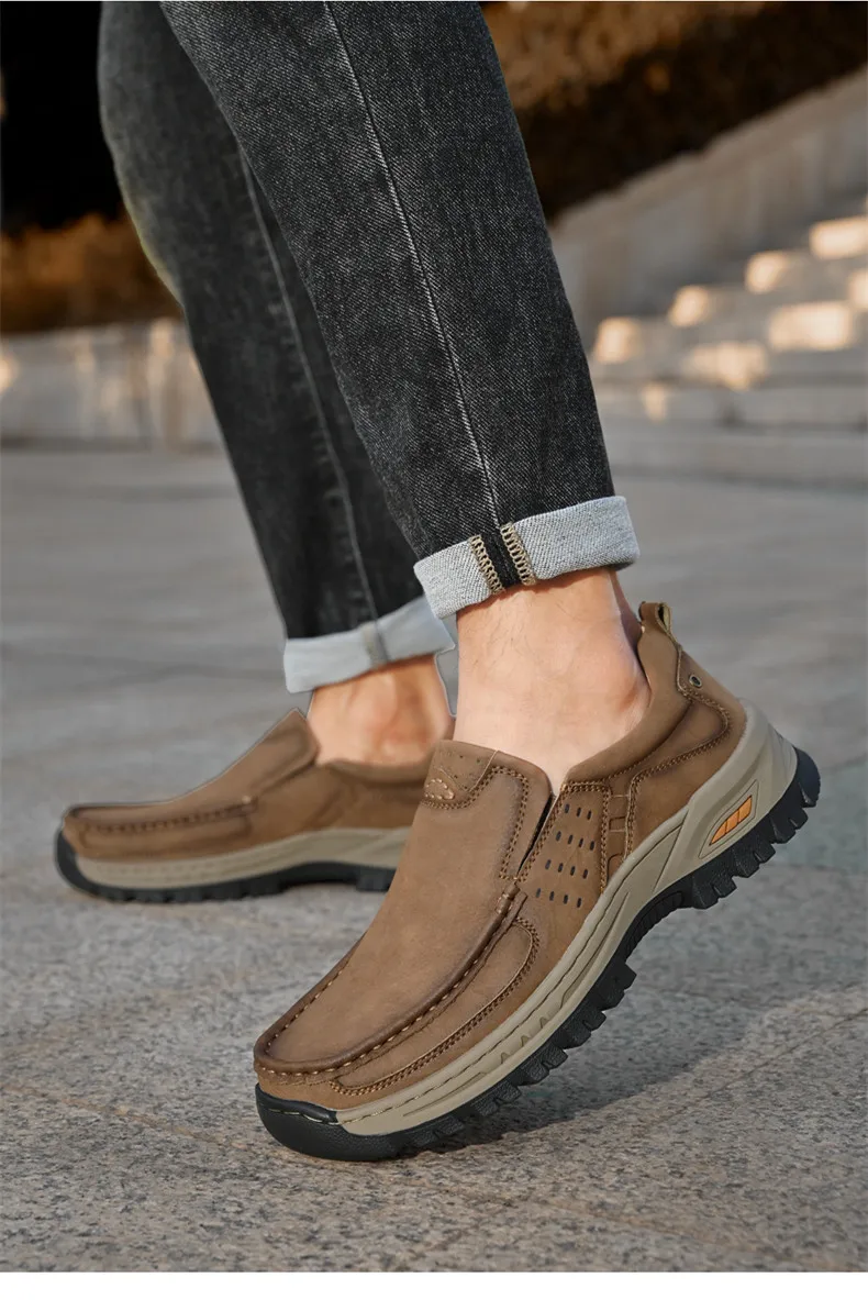 Brand Men Shoes High Quality Genuine Leather Men's Casual Shoes Slip On Comfort Business Man Flats Shoes Outdoor Men Work Shoes