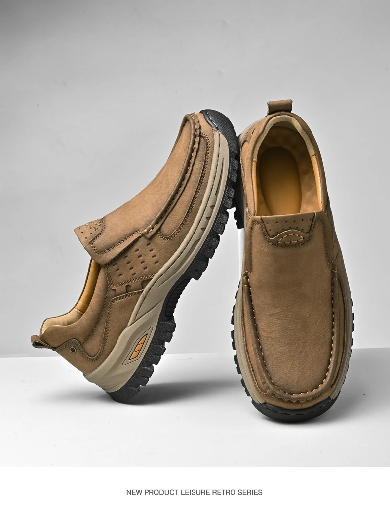 Brand Men Shoes High Quality Genuine Leather Men's Casual Shoes Slip On Comfort Business Man Flats Shoes Outdoor Men Work Shoes