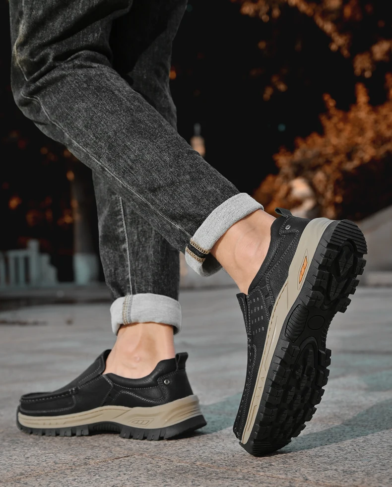 Brand Men Shoes High Quality Genuine Leather Men's Casual Shoes Slip On Comfort Business Man Flats Shoes Outdoor Men Work Shoes