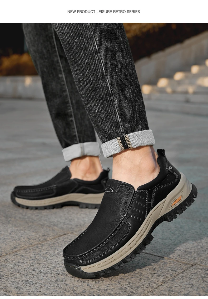 Brand Men Shoes High Quality Genuine Leather Men's Casual Shoes Slip On Comfort Business Man Flats Shoes Outdoor Men Work Shoes