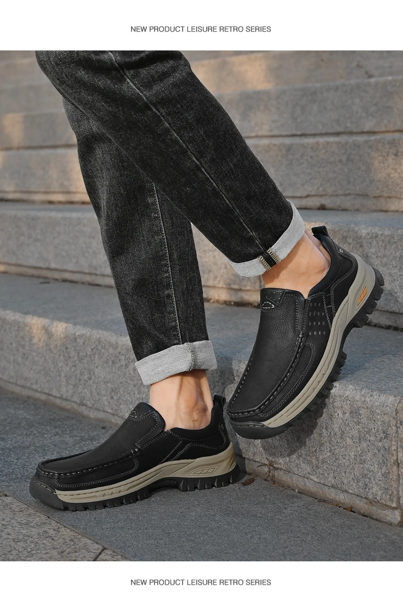 Brand Men Shoes High Quality Genuine Leather Men's Casual Shoes Slip On Comfort Business Man Flats Shoes Outdoor Men Work Shoes