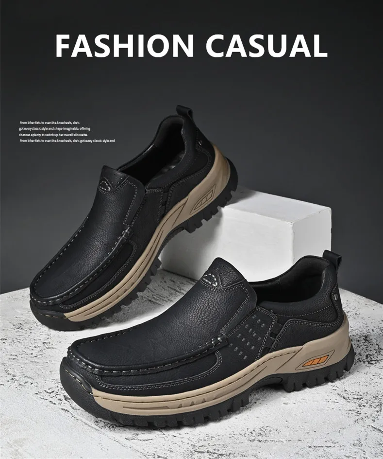 Brand Men Shoes High Quality Genuine Leather Men's Casual Shoes Slip On Comfort Business Man Flats Shoes Outdoor Men Work Shoes