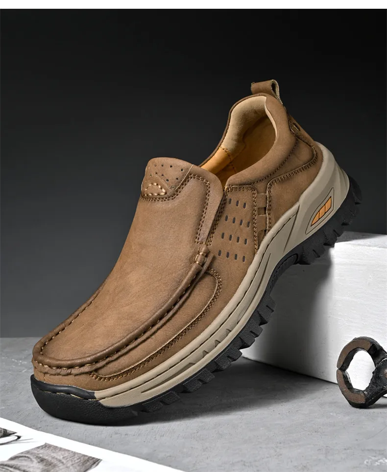 Brand Men Shoes High Quality Genuine Leather Men's Casual Shoes Slip On Comfort Business Man Flats Shoes Outdoor Men Work Shoes