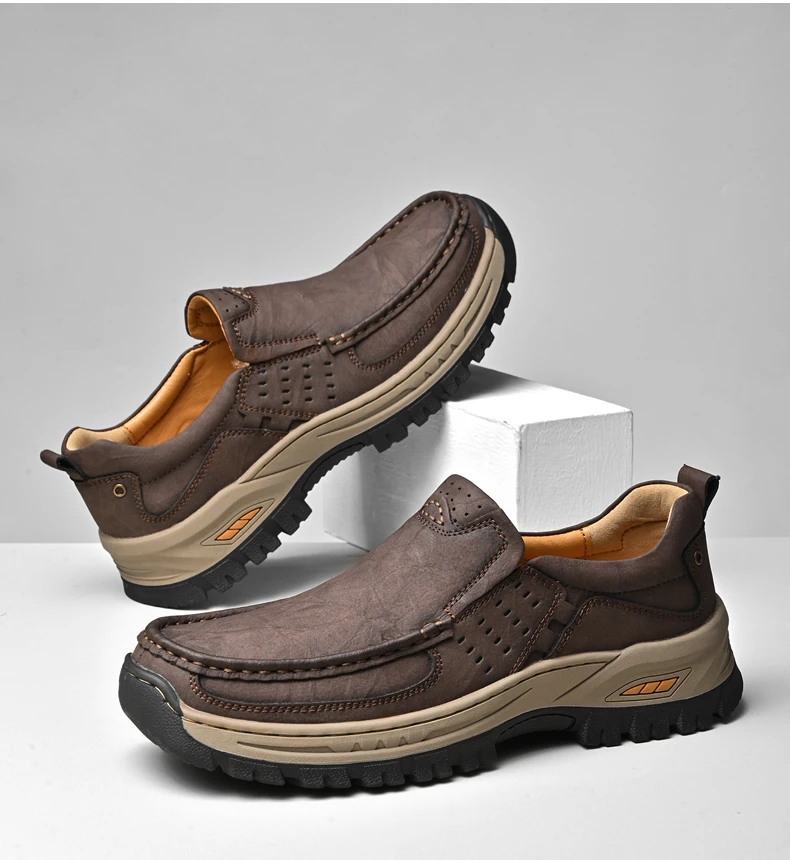 Brand Men Shoes High Quality Genuine Leather Men's Casual Shoes Slip On Comfort Business Man Flats Shoes Outdoor Men Work Shoes