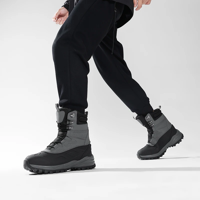 Men's Winter High-Top Snow Boots with Fleece Lining Thickened Waterproof Non-Slip Warm and Cold-Resistant Cotton Work Shoes