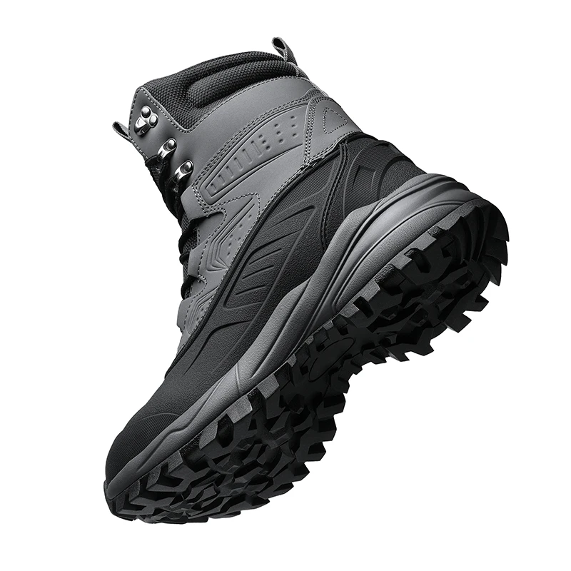 Men's Winter High-Top Snow Boots with Fleece Lining Thickened Waterproof Non-Slip Warm and Cold-Resistant Cotton Work Shoes