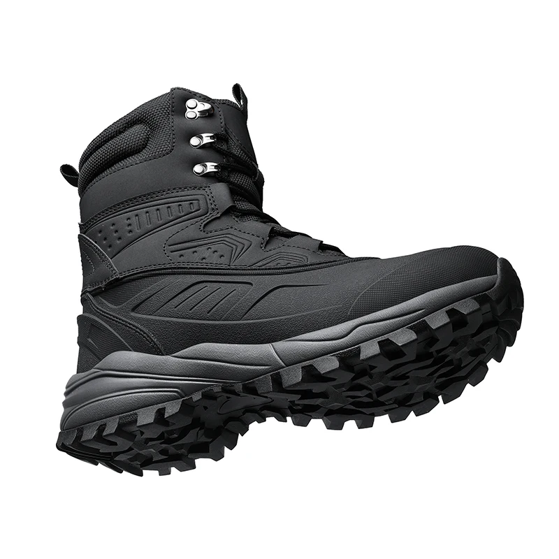 Men's Winter High-Top Snow Boots with Fleece Lining Thickened Waterproof Non-Slip Warm and Cold-Resistant Cotton Work Shoes