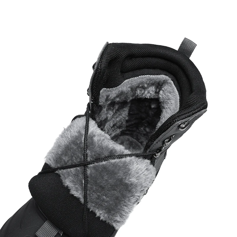 Men's Winter High-Top Snow Boots with Fleece Lining Thickened Waterproof Non-Slip Warm and Cold-Resistant Cotton Work Shoes