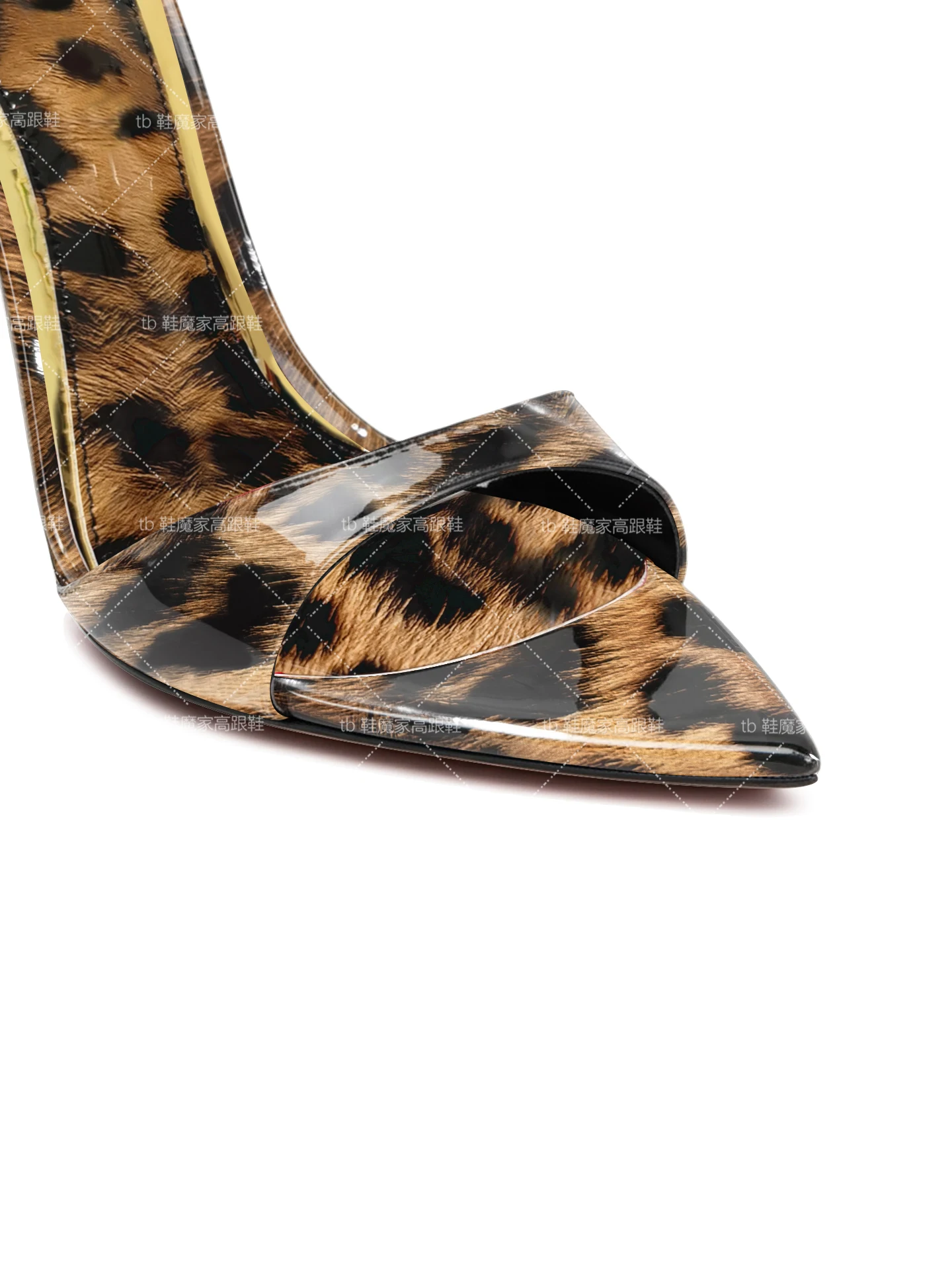 Ultra fine heel slippers, new leopard print pointed high heels for women with exposed toes, half drag minimalist sandals