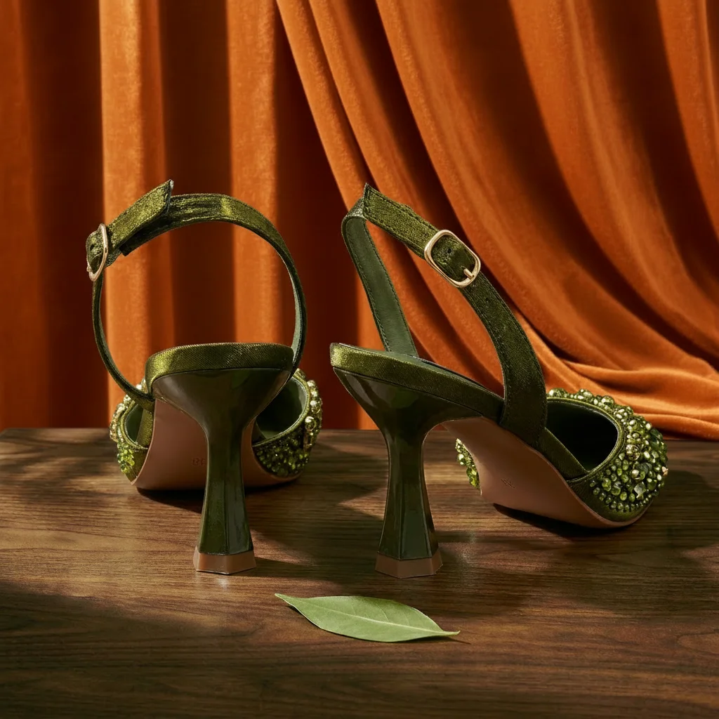 2026 Italian Inspired Gold Rhinestone HAND CRAFTED UPPER Pointed Toe Women High Heels Shoes and Bag Set Elegant Party Shoes