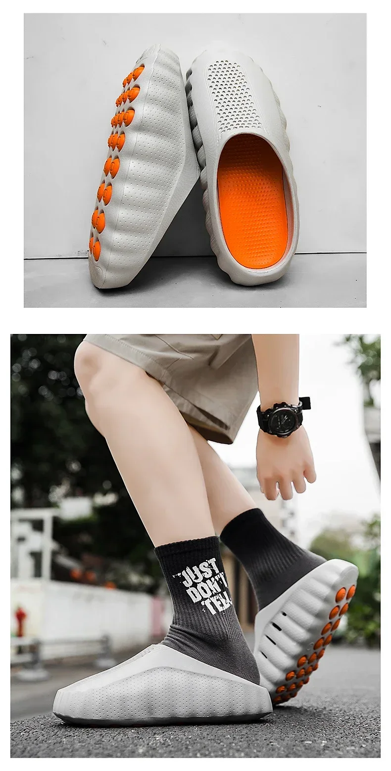 YUYIN Men's Lightweight Outdoor Casual Slippers Women's Summer Soft EVA Slides Female Male Couples Outdoor Street Sandals