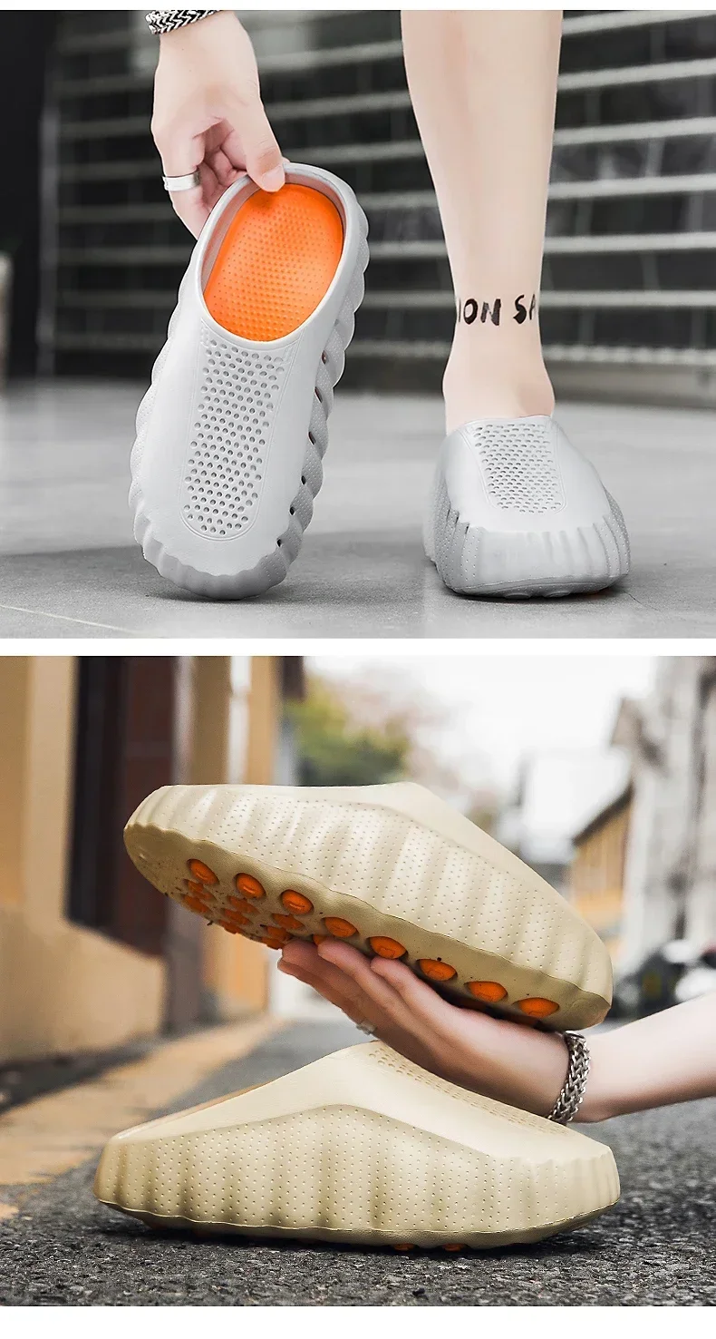 YUYIN Men's Lightweight Outdoor Casual Slippers Women's Summer Soft EVA Slides Female Male Couples Outdoor Street Sandals