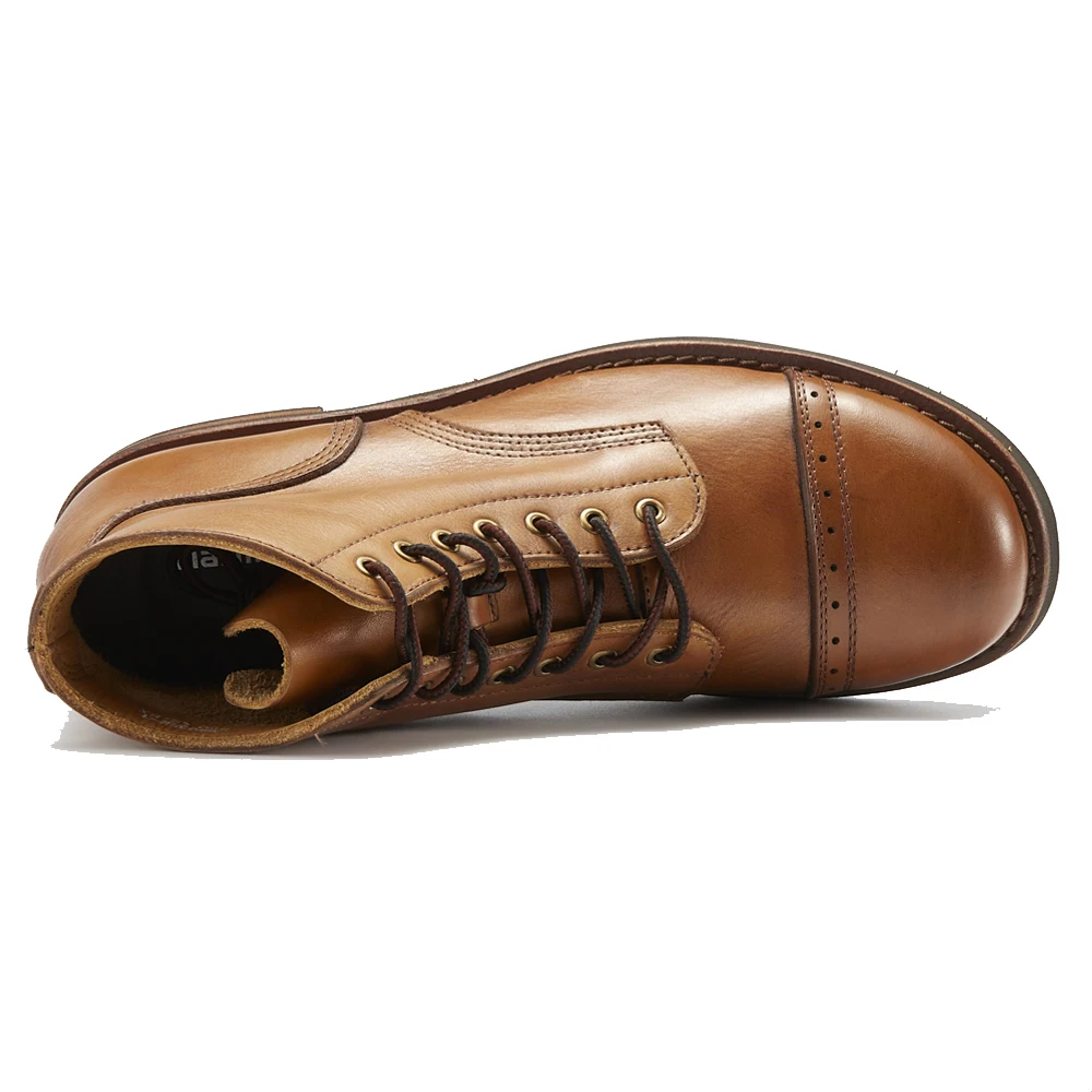 Precision Stitch Boots Men Vegetable Tanned Leather Horseriding Shoes Combat Ourdoor Driving Boots