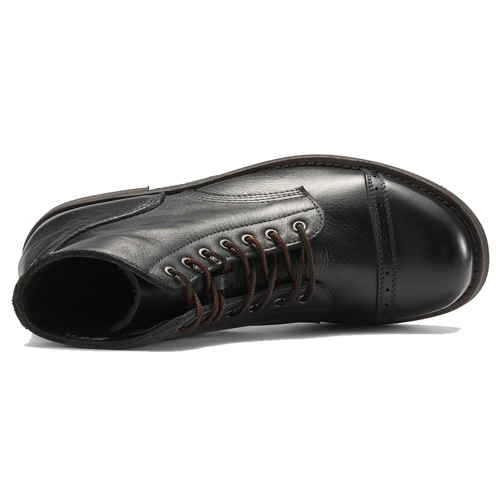 Precision Stitch Boots Men Vegetable Tanned Leather Horseriding Shoes Combat Ourdoor Driving Boots